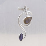 Blue Labradorite and Peridot 925 Sterling Silver Pendant