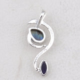 Blue Labradorite and Peridot 925 Sterling Silver Pendant