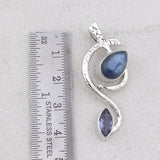 Blue Labradorite and Peridot 925 Sterling Silver Pendant