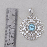 925 Silver Blue Topaz Pendant