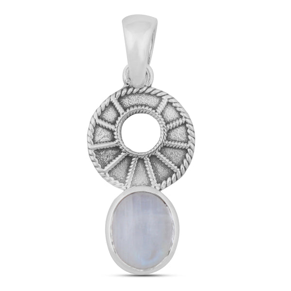 Rainbow Moonstone Silver Pendant