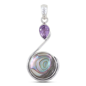 925 Sterling Silver Abalone Shell Pendant