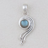 Natural Larimar Gemstone Designer Silver Pendant