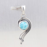 Natural Larimar Gemstone Designer Silver Pendant