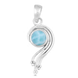 Natural Larimar Gemstone Designer Silver Pendant