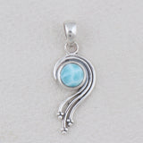 Natural Larimar Gemstone Designer Silver Pendant