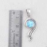 Natural Larimar Gemstone Designer Silver Pendant