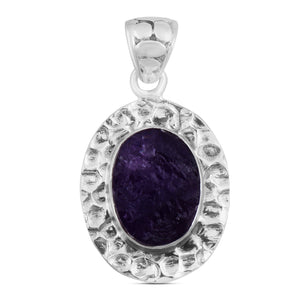 Raw Rose Quartz Gemstone Silver Pendant