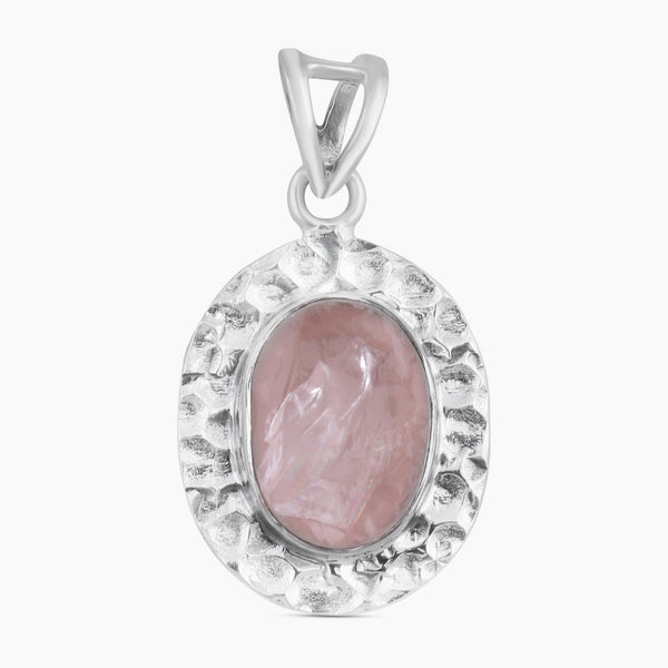 Raw Rose Quartz Gemstone Silver Pendants