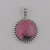 Rhodonite Gemstone Pendant Silver Pendant