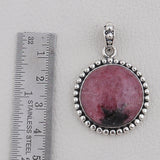 Rhodonite Gemstone Pendant Silver Pendant