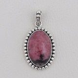 Rhodonite Gemstone Pendant Silver Pendant