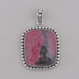 Rhodonite Gemstone Pendant Silver Pendant