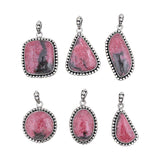 Rhodonite Gemstone Pendant Silver Pendant