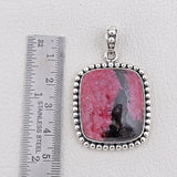 Rhodonite Gemstone Pendant Silver Pendant