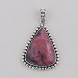 Rhodonite Gemstone Pendant Silver Pendant