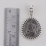 Black Dot Quartz Pendant 925 Sterling Silver