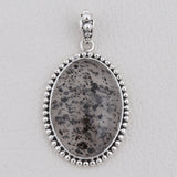 Black Dot Quartz Pendant 925 Sterling Silver