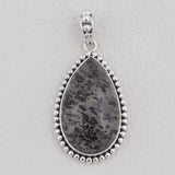 Black Dot Quartz Pendant 925 Sterling Silver