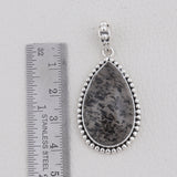 Black Dot Quartz Pendant 925 Sterling Silver