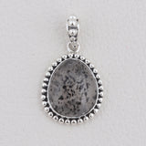 Black Dot Quartz Pendant 925 Sterling Silver