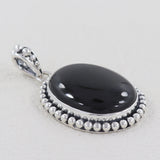 Black Onyx Gemstone 925 Sterling Silver Pendant