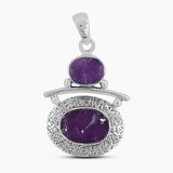 925 Silver Raw Amethyst Pendants