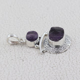 925 Silver Raw Amethyst Pendant