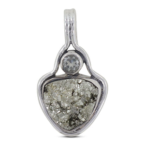 925 Sterling Silver Pyrite Druzy Pendant