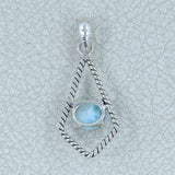 Natural Aquamarine Silver Pendant