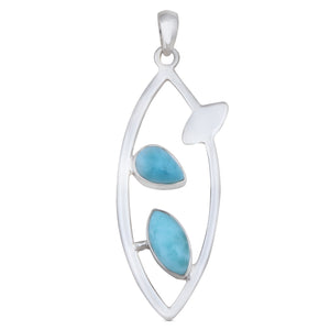 Natural Larimar Silver Pendants