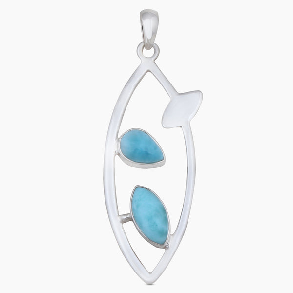 Natural Larimar Silver Pendants