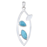 Natural Larimar Silver Pendant