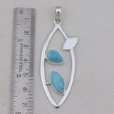 Natural Larimar Silver Pendant