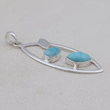 Natural Larimar Silver Pendant