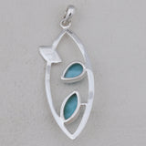 Natural Larimar Silver Pendant