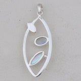 Natural Larimar Silver Pendant