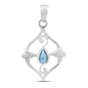 925 Sterling Silver Blue Topaz Pendant