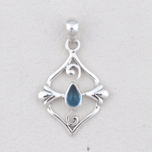 925 Sterling Silver Blue Topaz Pendant