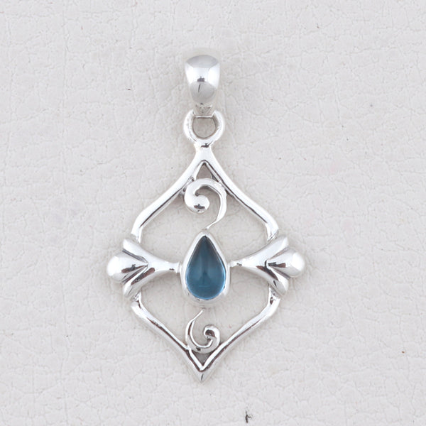 925 Sterling Silver Blue Topaz Pendant