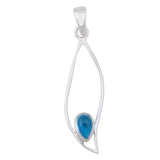 Natural  Blue Topaz Silver Pendant