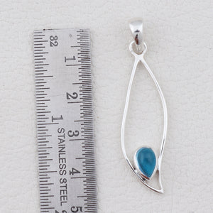 Natural Blue Topaz Silver Pendants