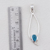 Natural  Blue Topaz Silver Pendant