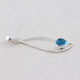 Natural  Blue Topaz Silver Pendant