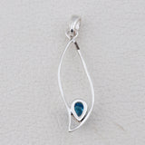 Natural  Blue Topaz Silver Pendant