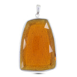 Natural Glass Sterling Silver Handmade Pendant