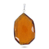 Natural Glass Sterling Silver Handmade Pendant