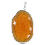 Natural Glass Sterling Silver Handmade Pendant