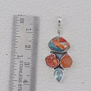 Turquoise Spiny Oyster Silver Pendants
