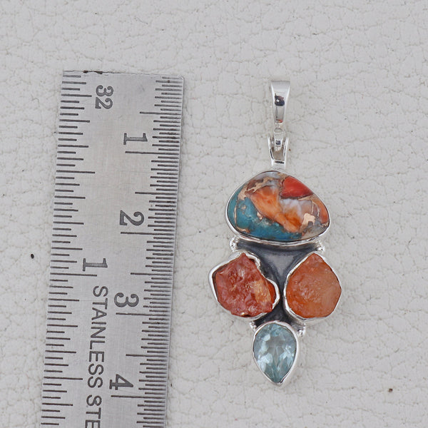 Turquoise Spiny Oyster Silver Pendants
